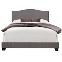 Transitional Stitched Camel Back Full Upholstered Bed in Cement Gray