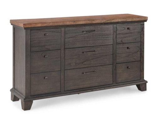 Farmhouse 9-Drawer Dresser with Pewter Finish Hardware