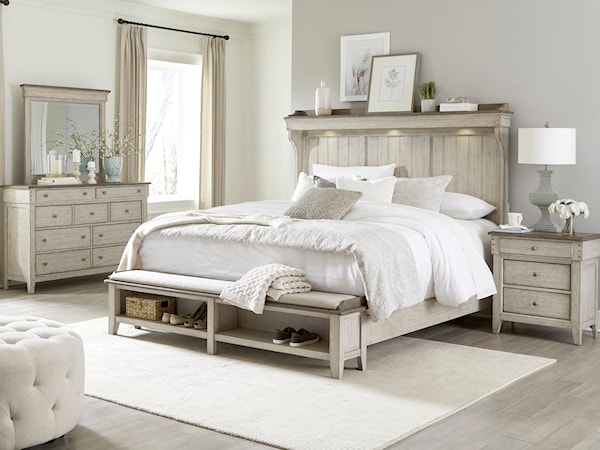 4-Piece King Mantle Storage Bedroom Set