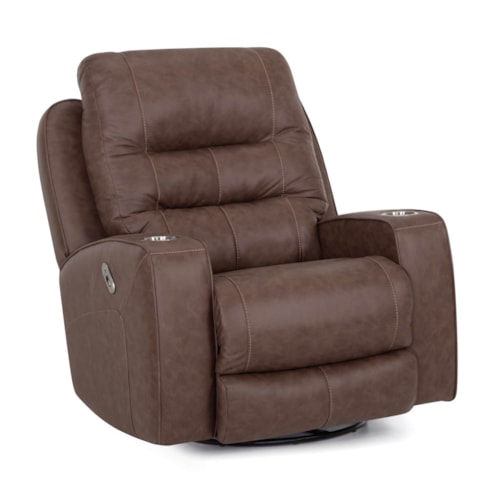 Casual Power Swivel Rocker Recliner with Cupholders and USB Port