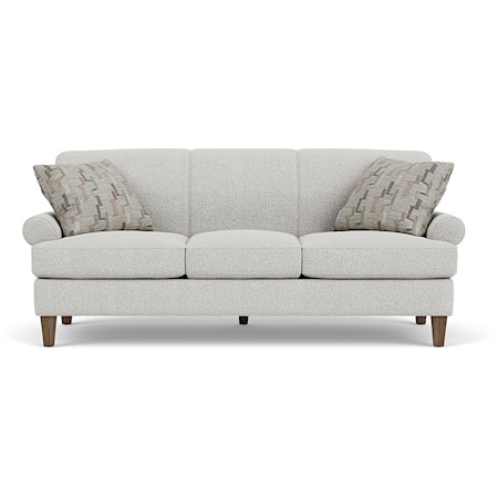 Transitional Sofa with Rolled Arms and Tapered Legs