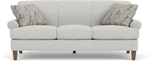 Transitional Sofa with Rolled Arms and Tapered Legs