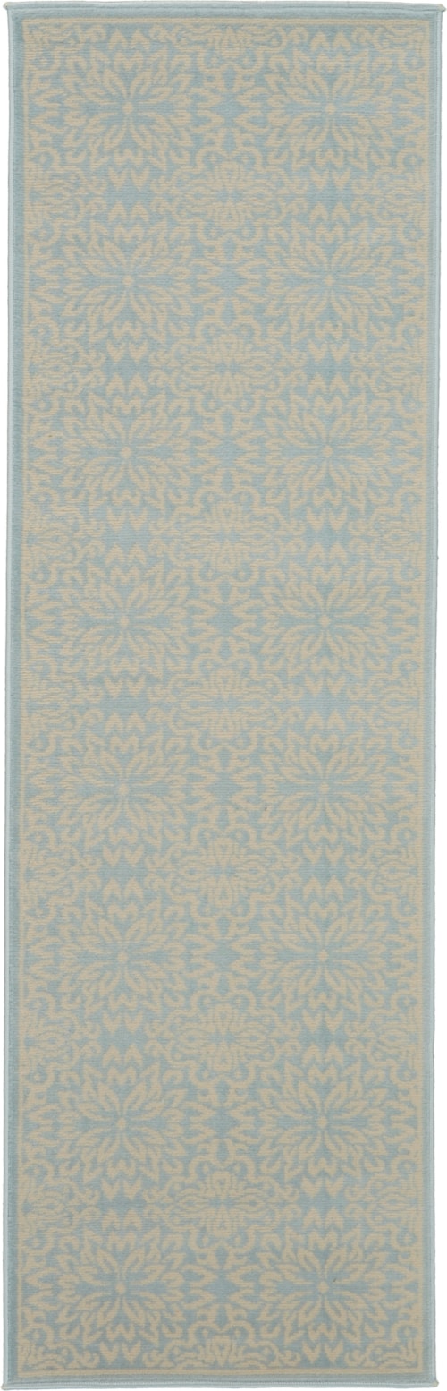 2'3" x 7'3" Ivory/Light Blue Runner Rug