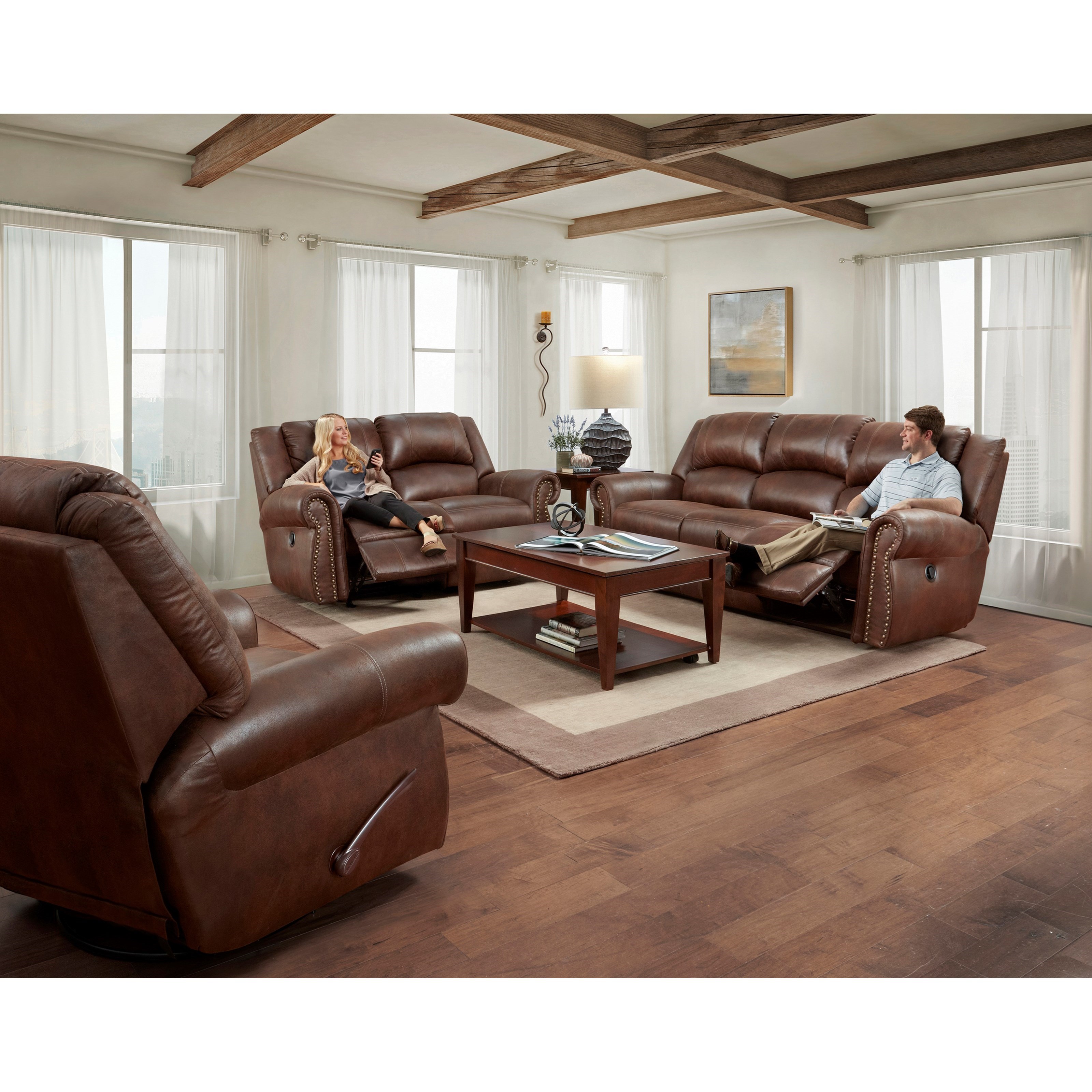 Reclining sofa with nailhead trim discount