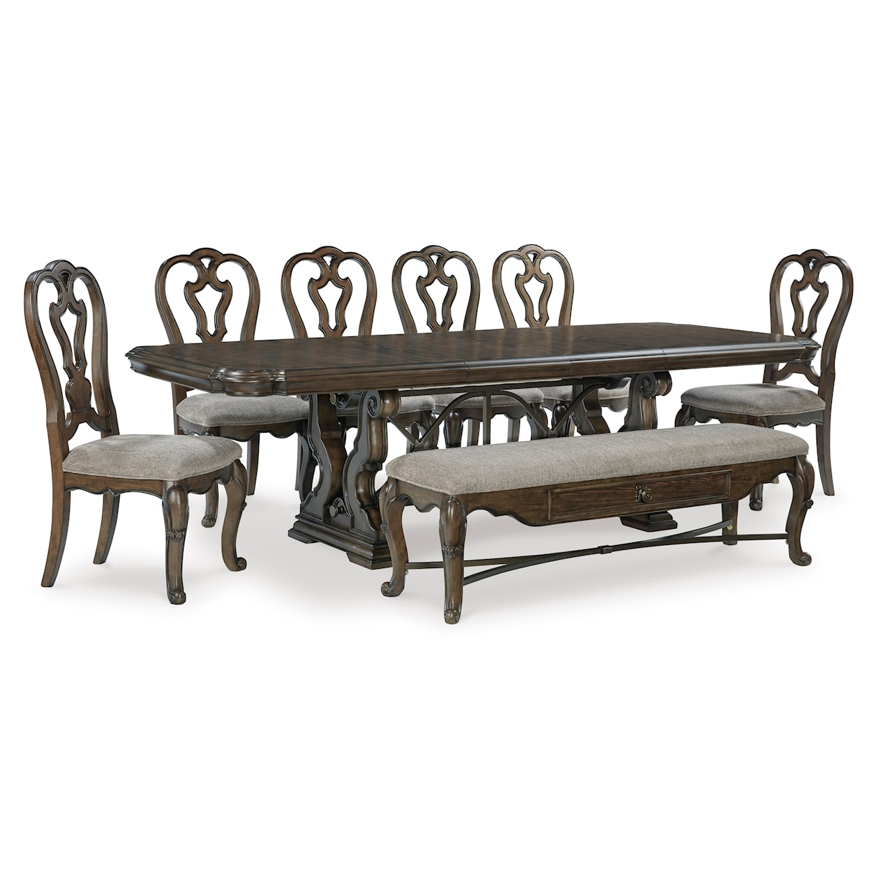 Signature Design Maylee 8-Piece Dining Set with Bench