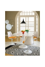 Modway Lippa White 40" Round Wood Top Dining Table