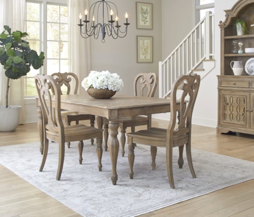 Traditional 5-Piece Rectangular Table Set with Wooden Side Chairs