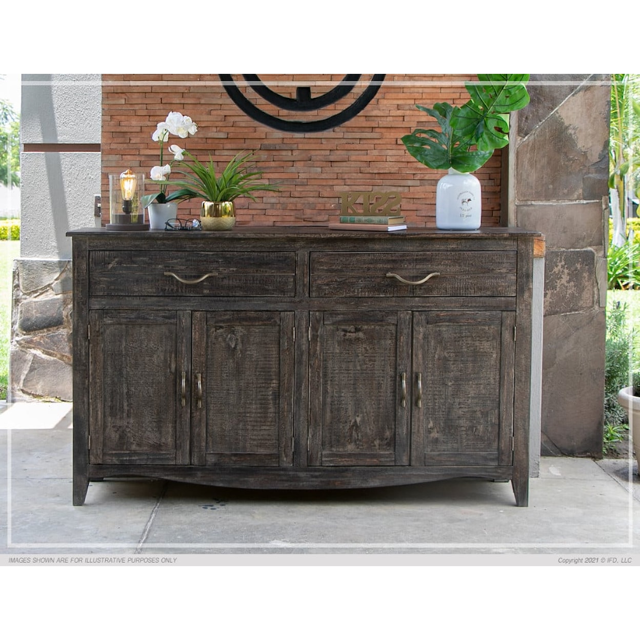 International Furniture Direct Nogales Console 4-Door Storage Console