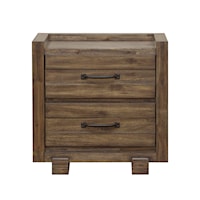 Modern Rustic 2-Drawer Nightstand with Built-In USB