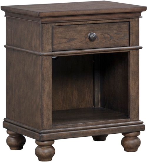 Traditional 1-Drawer Nightstand with Felt-Lined Drawers