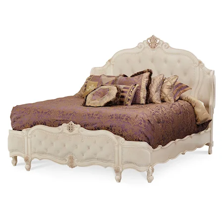 Traditional Upholstered Queen Mansion Bed
