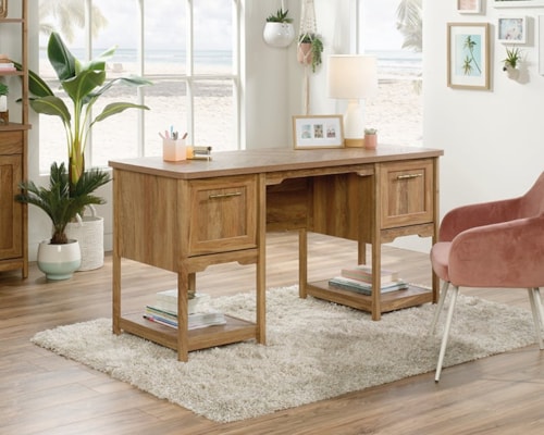 Coastal Double Pedestal Desk with File Drawer