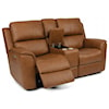 Flexsteel Henry Leather Triple Power Reclining Console Love