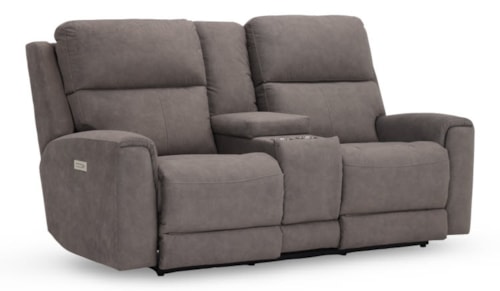 Casual Dual Power Reclining Console Loveseat