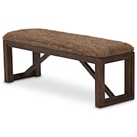 Rustic Upholstered Rectangular Bench with Cutout Legs