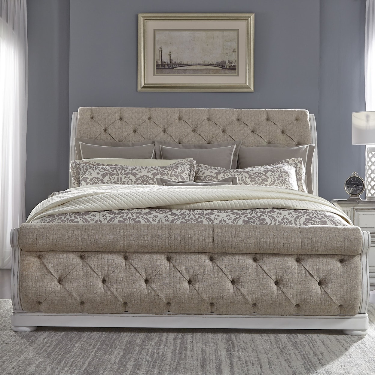 Liberty Furniture Abbey Park Upholstered King Sleigh Bed