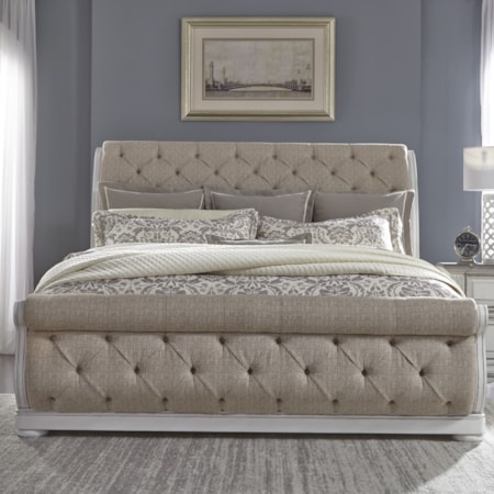 Upholstered King Sleigh Bed