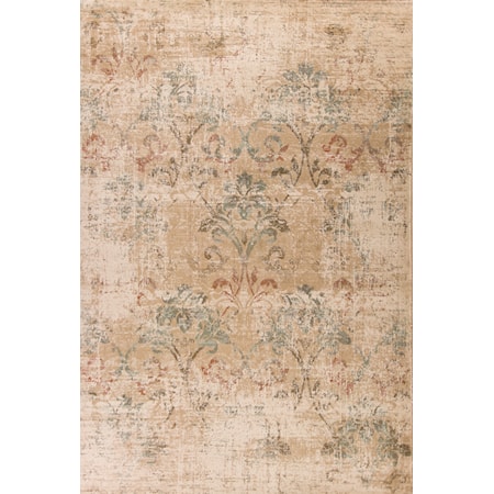 7'7" X 7'7" Champagne Damask Area Rug