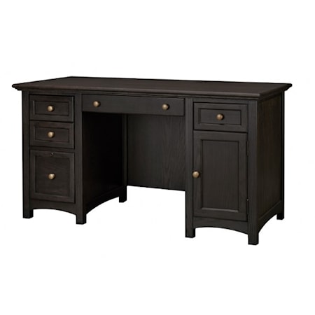 Transitional Computer Desk with Locking File Drawer