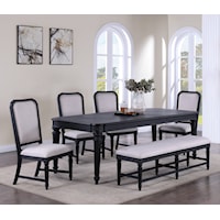 Transitional 6-Piece Dining Set with Side Chairs and Dining Bench