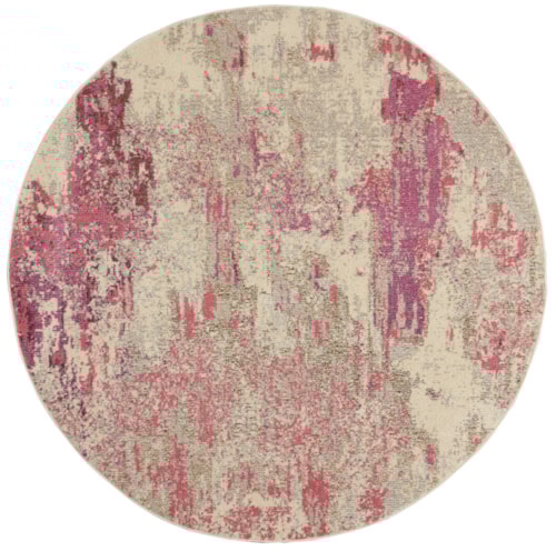 5'3"  Ivory/Pink Round Rug