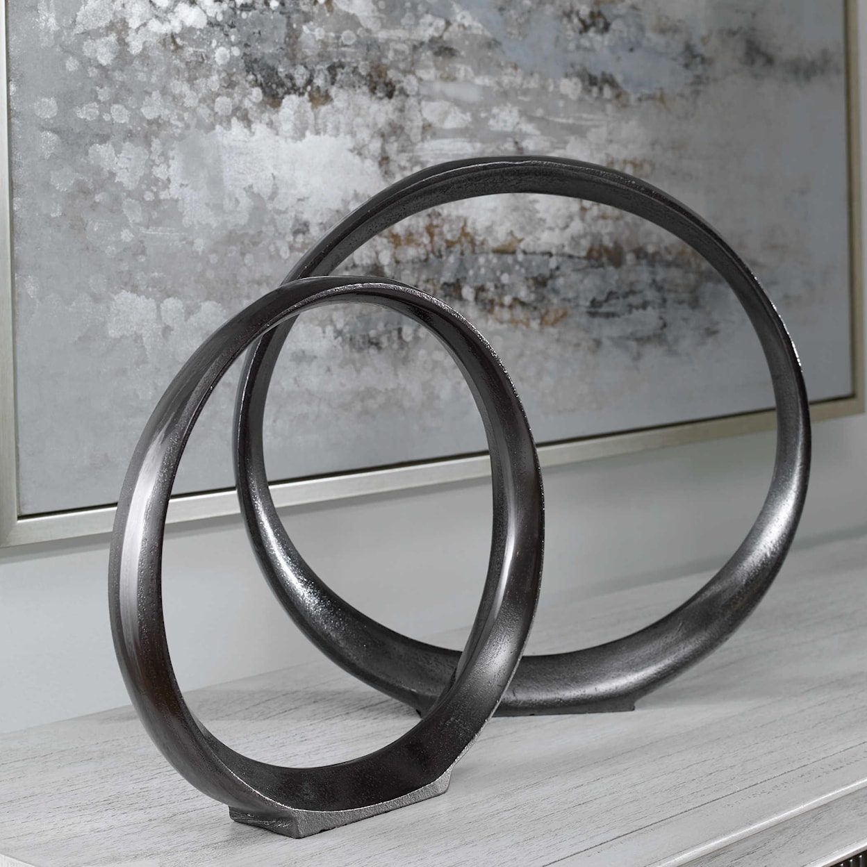 Uttermost Accessories - Statues and Figurines Orbits Black Ring Sculptures, S/2