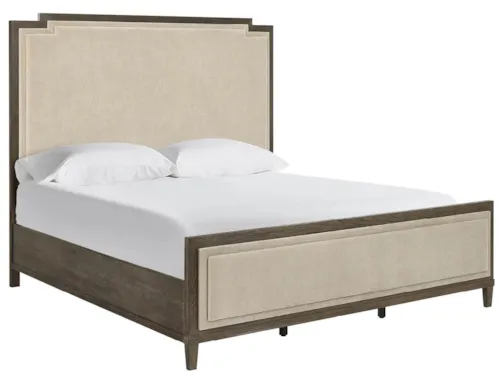 Transitional Queen Panel Bed with Upholstered Headboard and Footboard