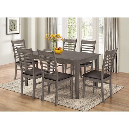 BRUCIE GREY 7 PIECE DINING SET |