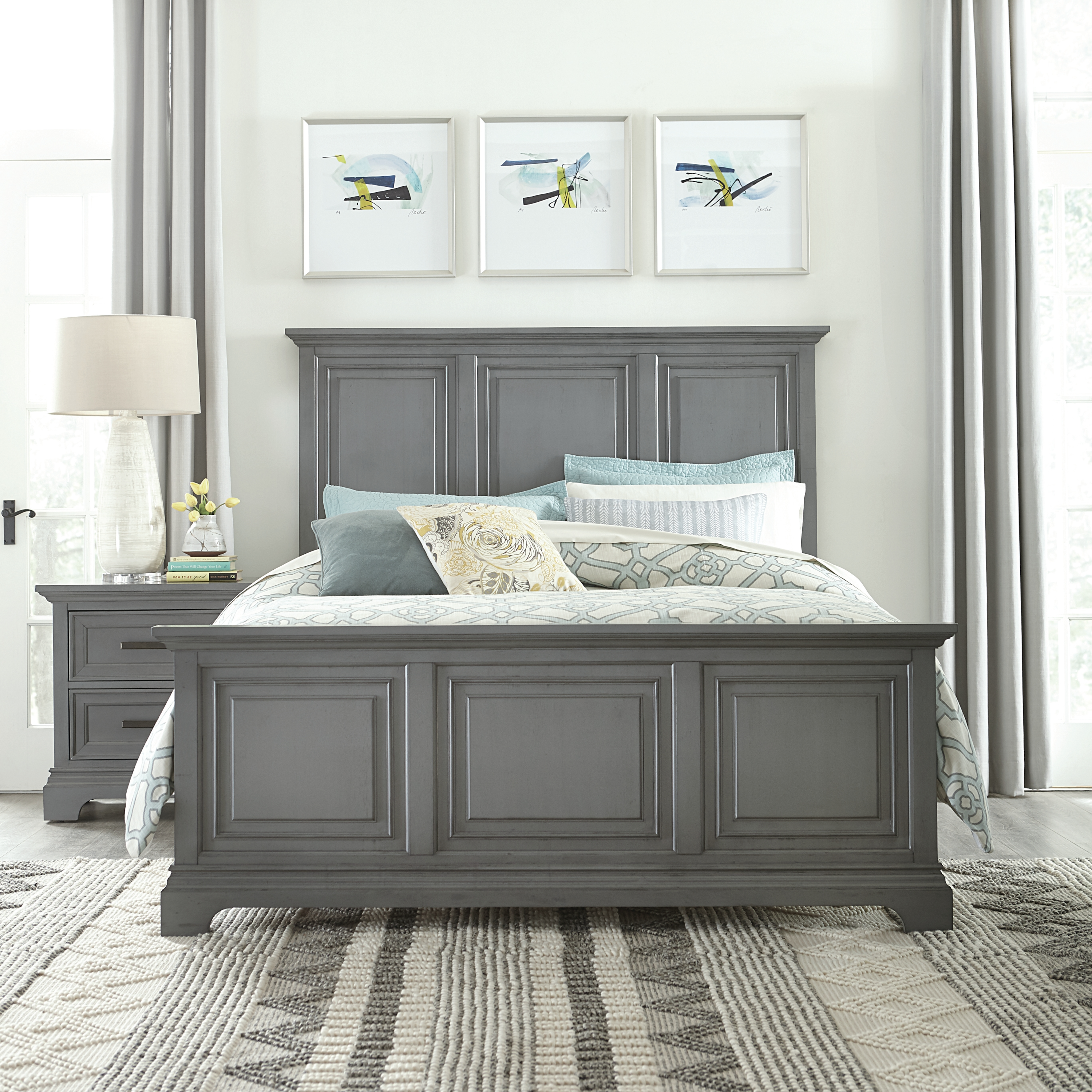 Transitional King Panel Bed