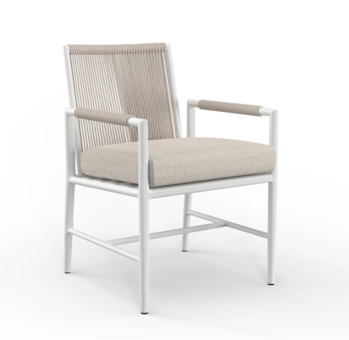 Coastal Outdoor Dining Chair with Cushioned Seat