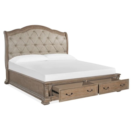 California King Upholstered Sleigh Bed