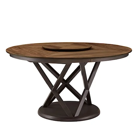 Contemporary Round Dining Table with 24" Lazy Susan