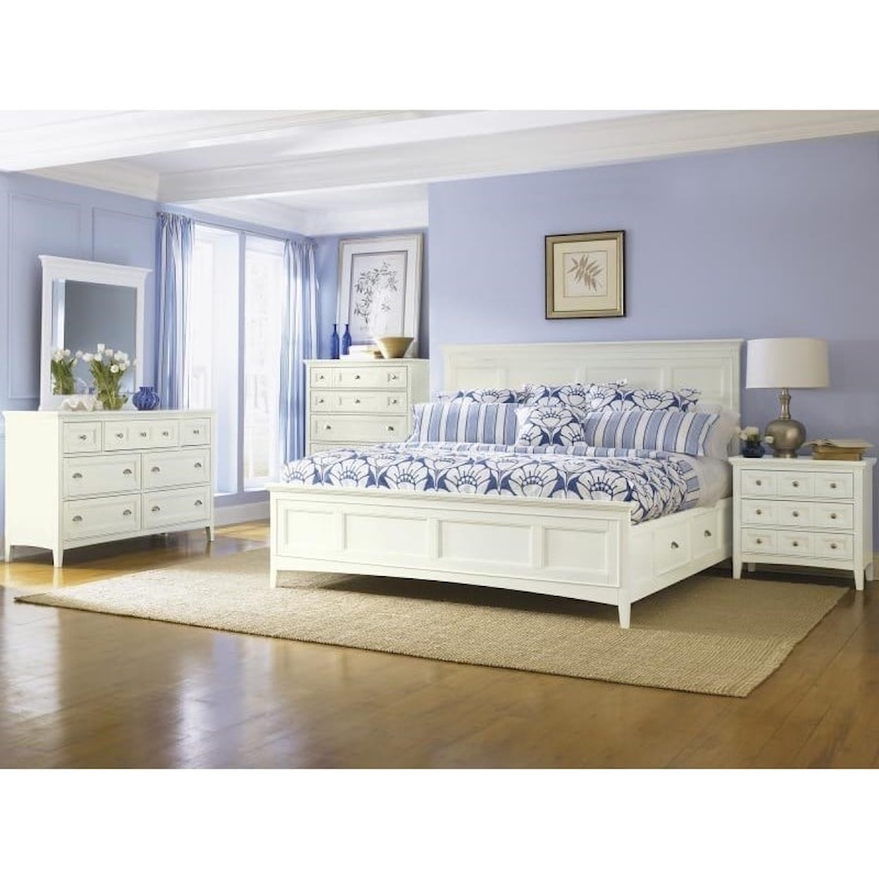 Magnussen Home Kentwood Bedroom King Panel Bed with Storage Rails