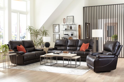 Casual Cordless 3-Piece Power Reclining Living Room Set with Power Headrests
