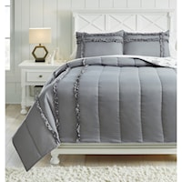 Full Meghdad Gray/White Reversible Comforter Set