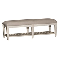 Farmhouse Upholstered Bed Bench with Lower Shelf
