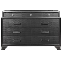 Transitional 9-Drawer Dresser with Felt-Lined Drawers