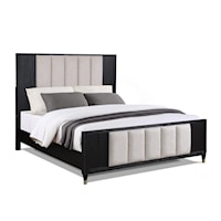 Contemporary Upholstered Bed with Channel Tufted Headboard - Queen