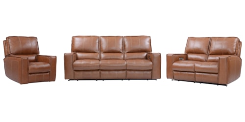 Transitional 3-Piece Power Reclining Living Room Set with Power Headrests