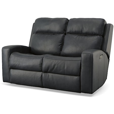 Contemporary Power Reclining Loveseat with Power Headrest and USB Ports