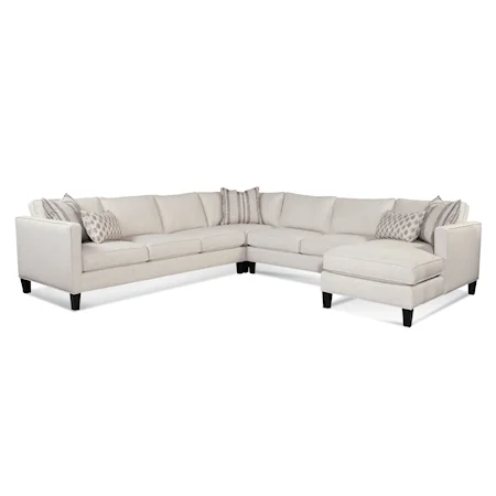 Transitional 4-Piece Sectional Sofa with Large Chaise
