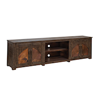 Rustic TV Stand with Four Doors