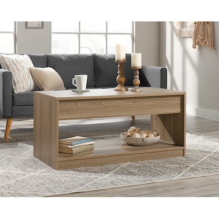 Transitional Lift-Top Coffee Table with Lower Storage Shelf