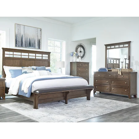 Queen Panel Bed, Dresser And Mirror