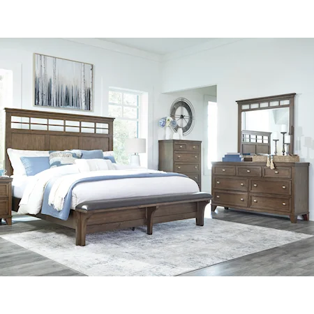 King Panel Bed, Dresser And Mirror