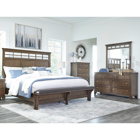 Queen Panel Bed, Dresser And Mirror