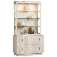 Traditional Birkdale File Chest and Deck with LED Lighting and Adjustable Glass Shelves