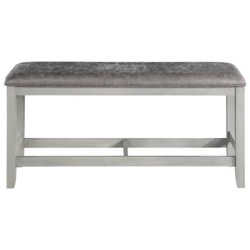 Farmhouse Counter-Height Dining Bench with Upholstered Seat