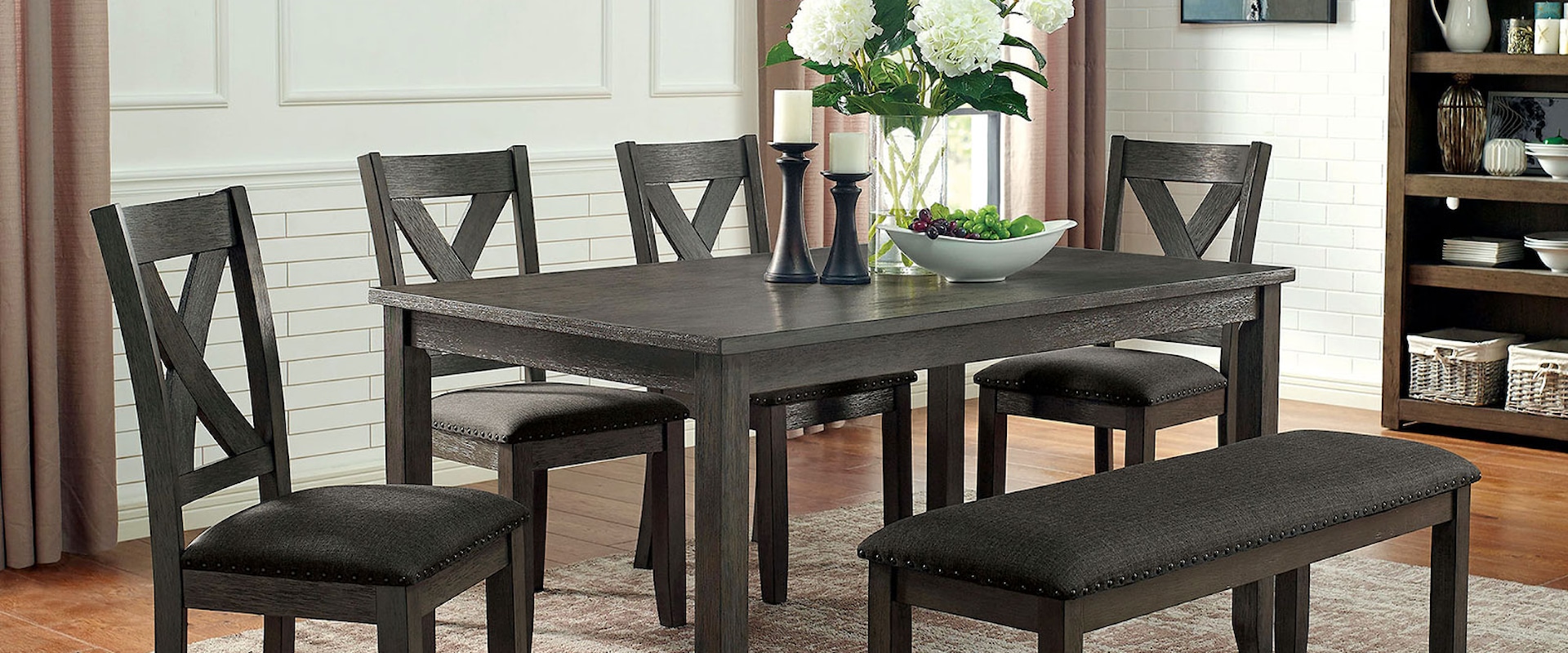 Transitional 6-Piece Dining Set with Bench 