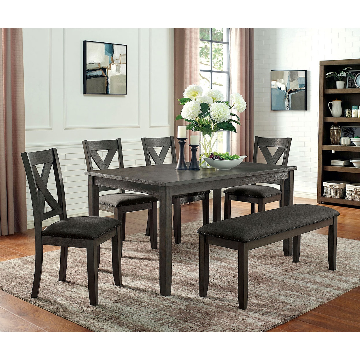 Furniture of America Cilgerran 6-Piece Dining Set 